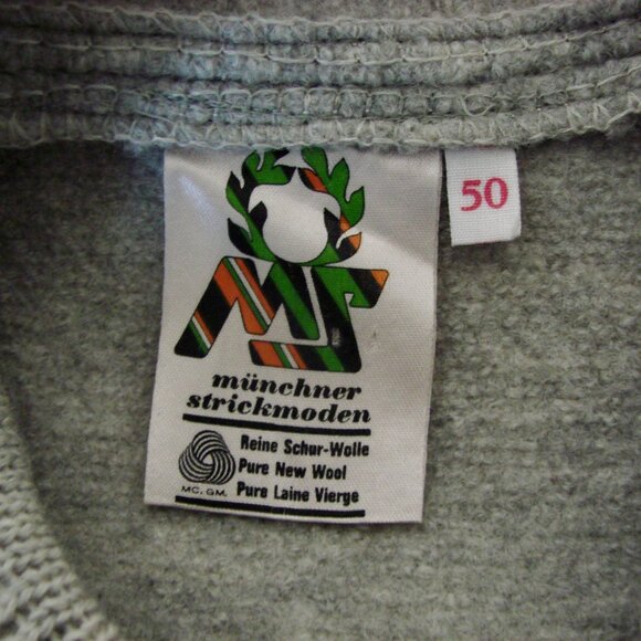 Wool Cable Knit Gray Cardigan Button Front Mens Munchner Strickmoden EUR 50 L - Picture 3 of 11